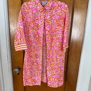 Gretchen Scott Designs Vibrant Pink and Orange Flamingo Dress